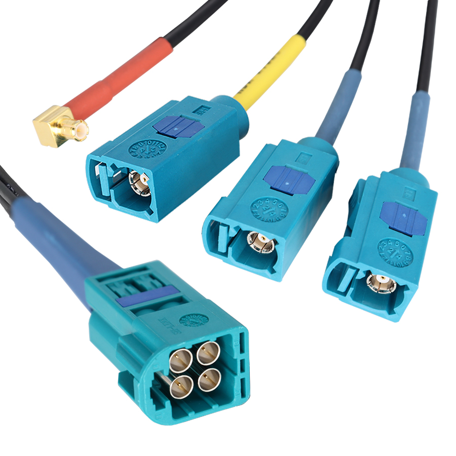 Mini Fakra Z 母头转Fakra Z*3+MCX四合一汽车数据传输线