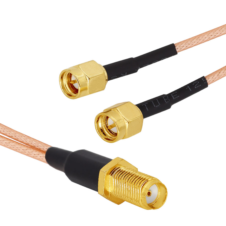 SMA母头转2*SMA公头二合一连接线