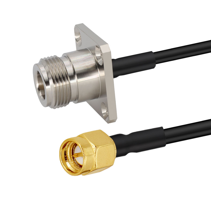 防水SMA公头转N母头带四孔法兰连接线