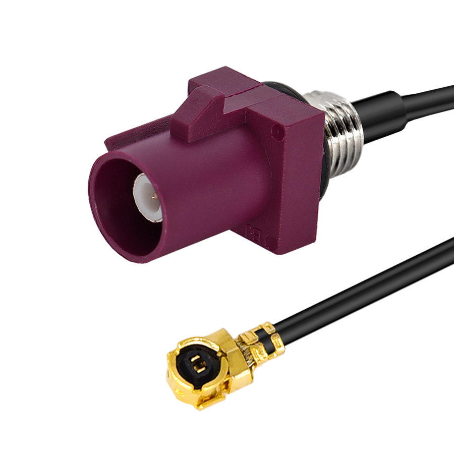 防水螺丝安装Fakra D公头转IPEX连接线