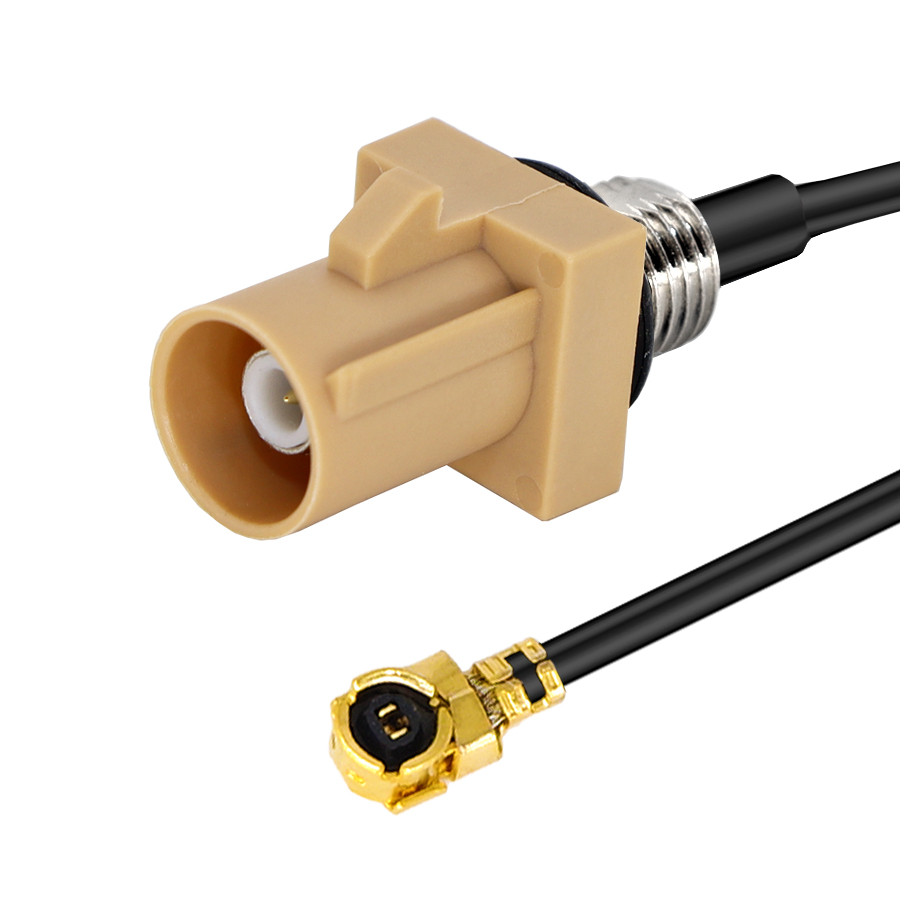 防水螺丝安装Fakra I公头转IPEX连接线